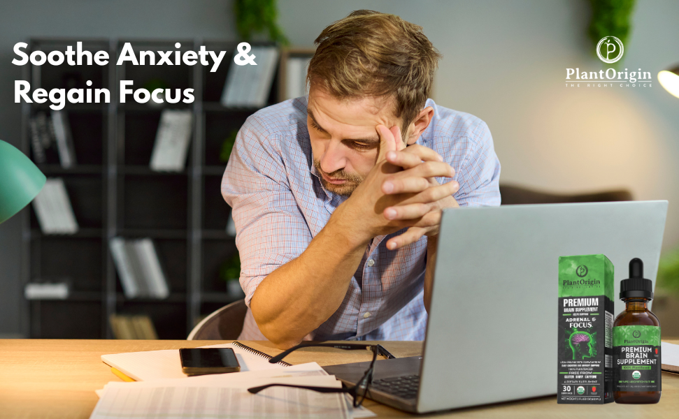person struggling with Anxiety . PlantOrigin premium brain supplement is suugested as option